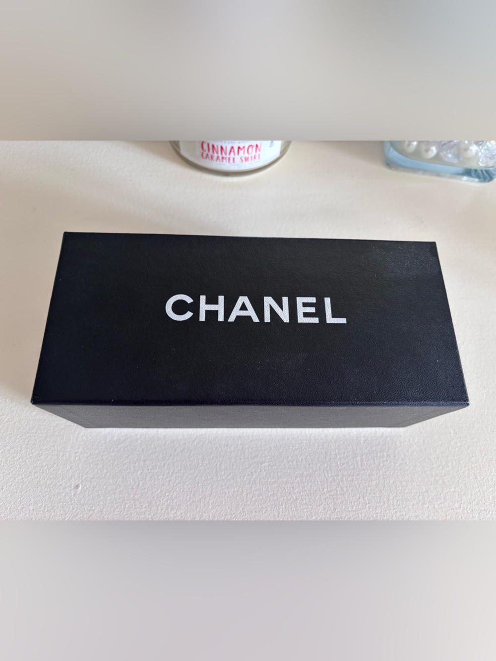 CHANEL Black Eyewear / Sunglasses Case with White Logo